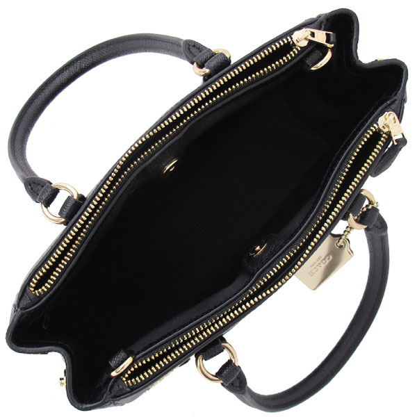 COACH 十字紋皮革帶心型鉚釘 / 斜背兩用包(小款/黑色)