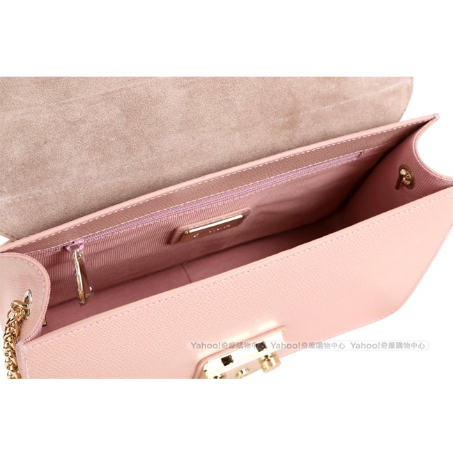 FURLA Metropolis 粉裸色壓紋皮革肩背包(展示品)