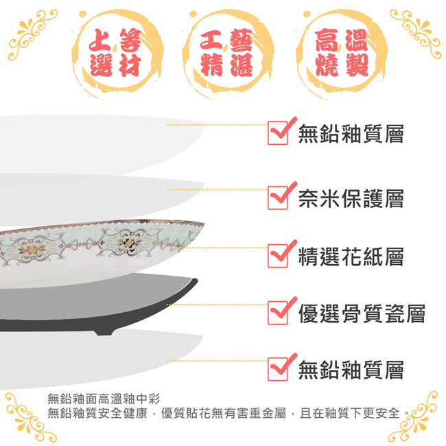 HongKun 綠意盎然高級骨瓷16件餐具組