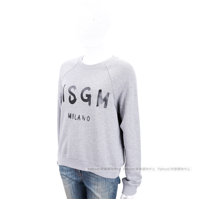 MSGM SCOOP NECK 品牌人氣款灰色字母棉質運動衫