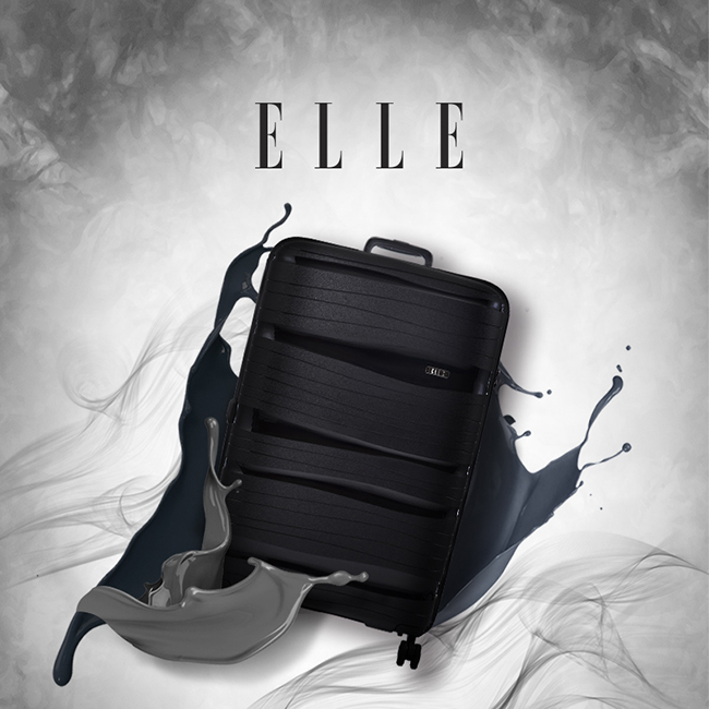 ELLE 鏡花水月第二代-25吋特級極輕防刮PP材質行李箱- 岩墨黑EL31239