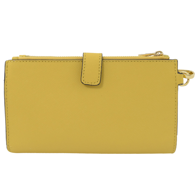 MICHAEL KORS Jet Set 防刮牛皮對開式雙拉鍊手掛中夾(黃)