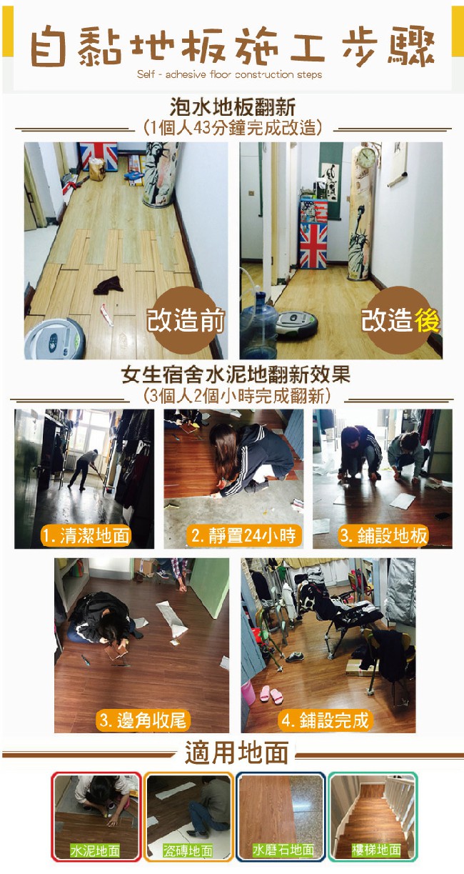 【家適帝】無磷苯高品質DIY防滑防火地板(12坪/432片)