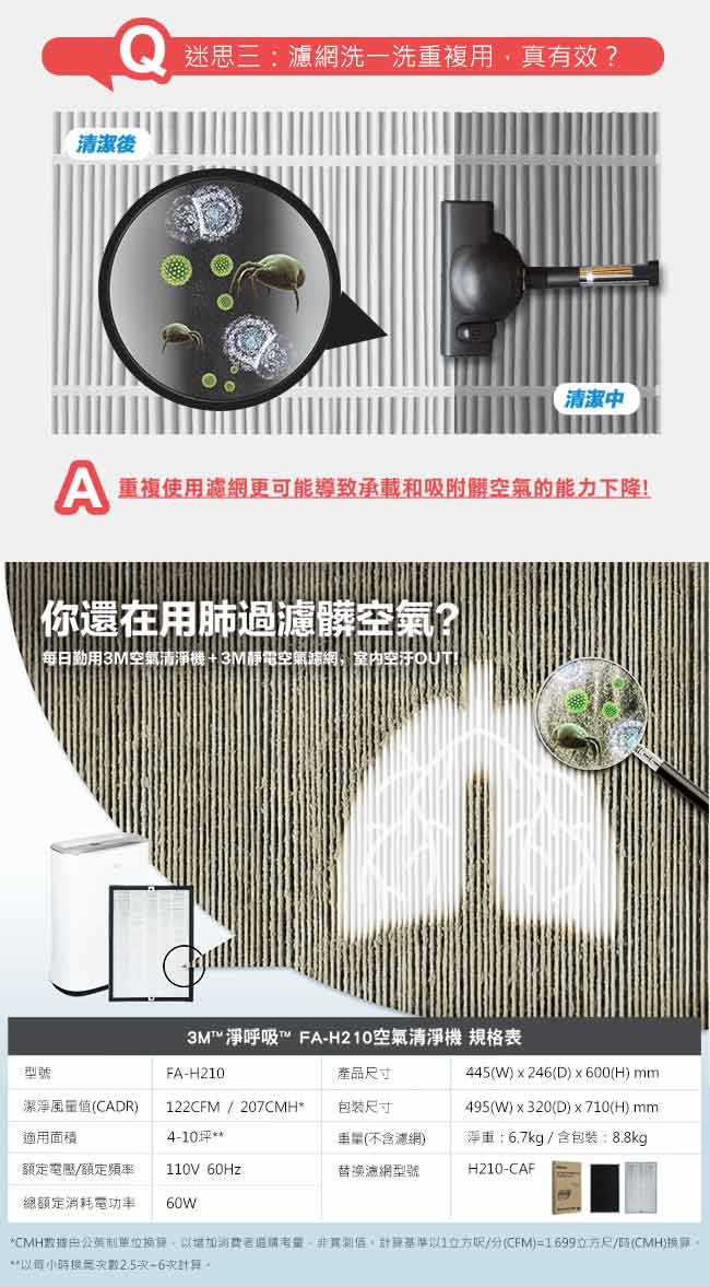 3M 4-10坪 超抗敏型 空氣清淨機 FA-H210 福利品