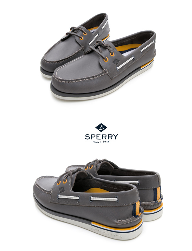 SPERRY 手工縫製時尚經典帆船鞋(男)-灰