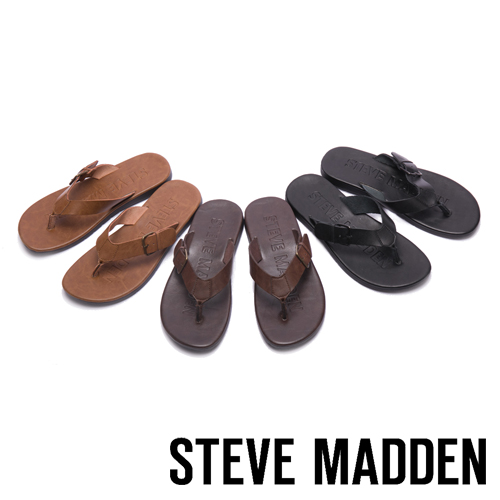 STEVE MADDEN-SECURED扣帶式男士夏季夾腳涼拖鞋-黑色