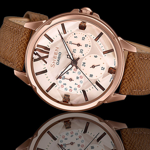 SHEEN 切割玻璃唯美浪漫腕錶(SHE-3056PGL-7)38mm