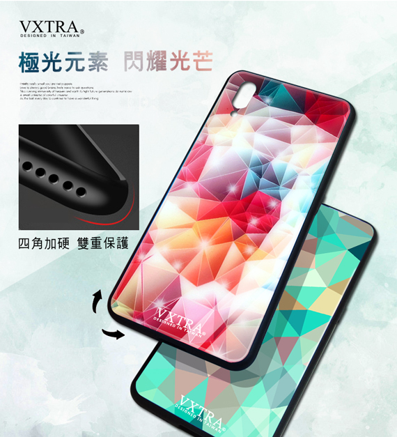 VXTRA Samsung Galaxy S10 鋼化玻璃防滑全包保護殼(繽紛閃鑽)