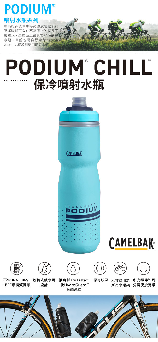 《CAMELBAK》保冷噴射水瓶 710ml 湖藍 (CB1873402071)