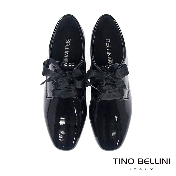 Tino Bellini 簡約風尚品味漆皮緞帶皮鞋 _ 黑