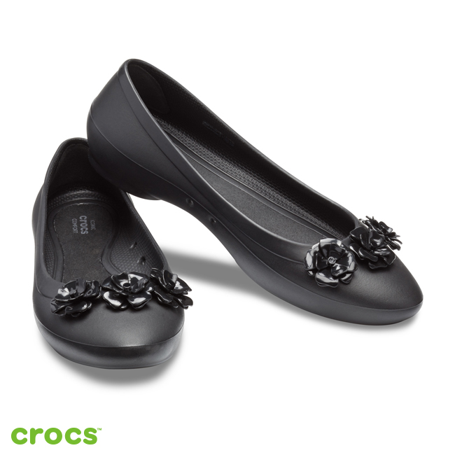 Crocs 卡駱馳 (女鞋) 莉娜花朵女士平底鞋 205659-060