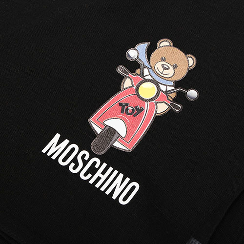 MOSCHINO 經典TOY小熊棉麻混絲薄圍巾-黑色