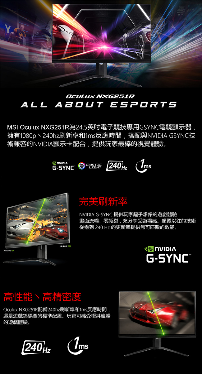 MSI微星 Oculux NXG251R 25型極速電競螢幕