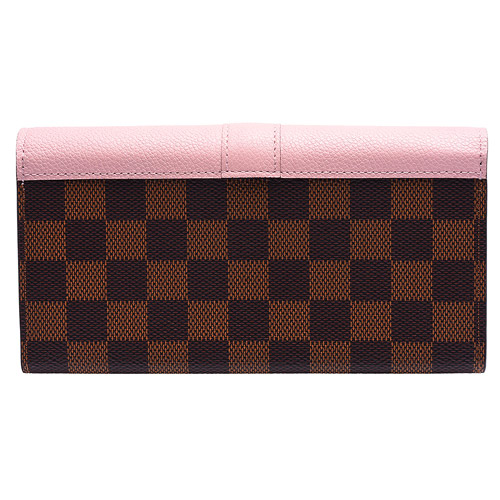 LOUIS VUITTON Wallet Portefeuille Clapton Logo N64447 Damier Magnolia Pink  Brown