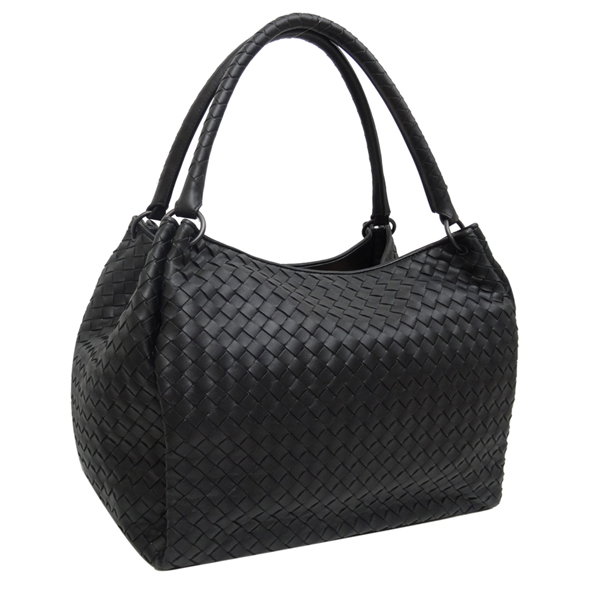 BOTTEGA VENETA 大型雙肩編織肩背包(黑色)