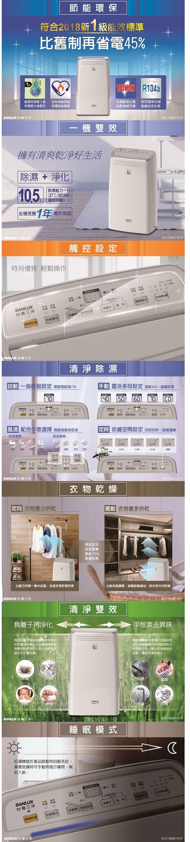 SANLUX台灣三洋10坪清淨機ABC-M7 + 10.5L除濕機SDH-106M