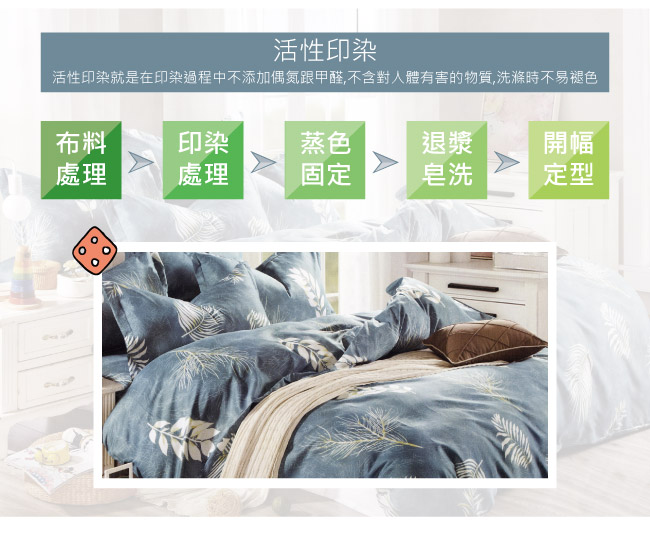 BEDDING-活性印染6尺雙人加大薄床包三件組-清新小調