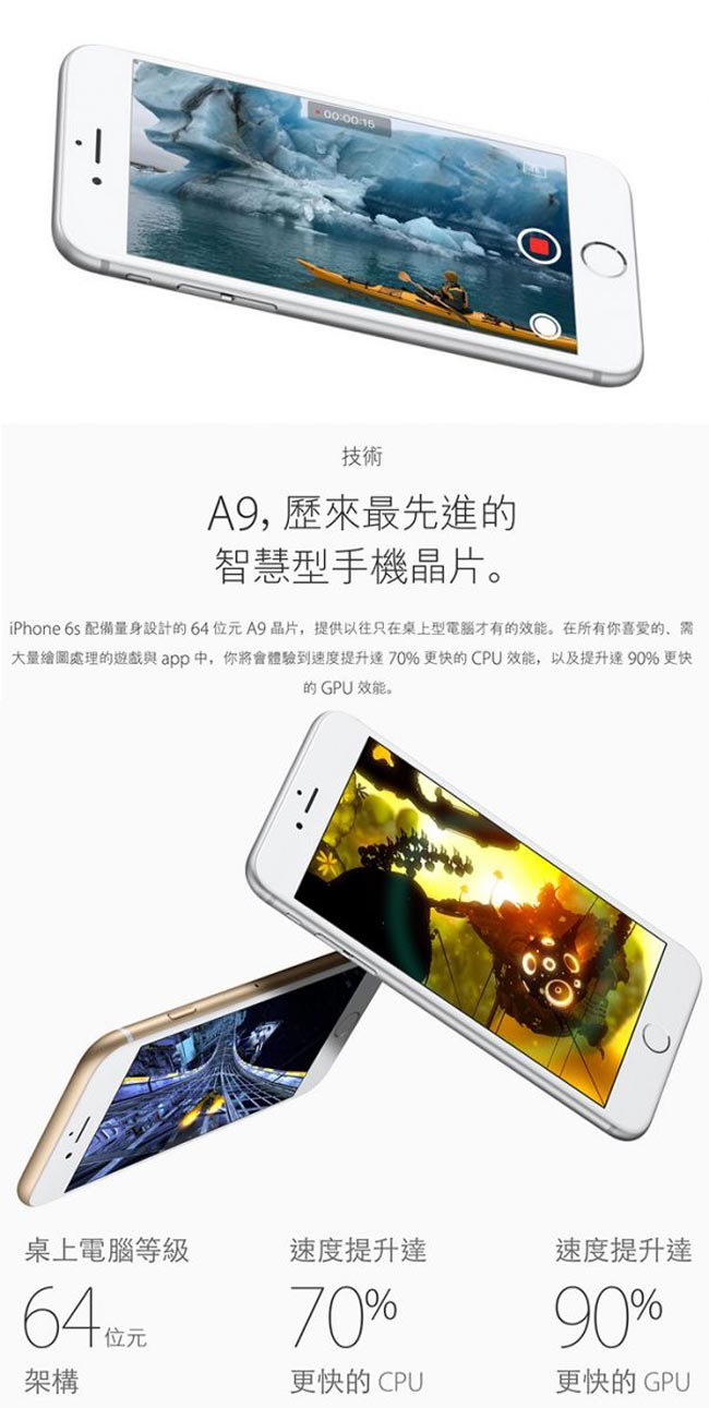 Apple iPhone 6s Plus 128G 5.5吋智慧型手機-金色
