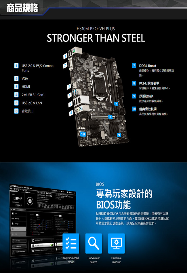 微星H310平台【保加利亞】INTEL G4900雙核8G/1TB高效能電腦