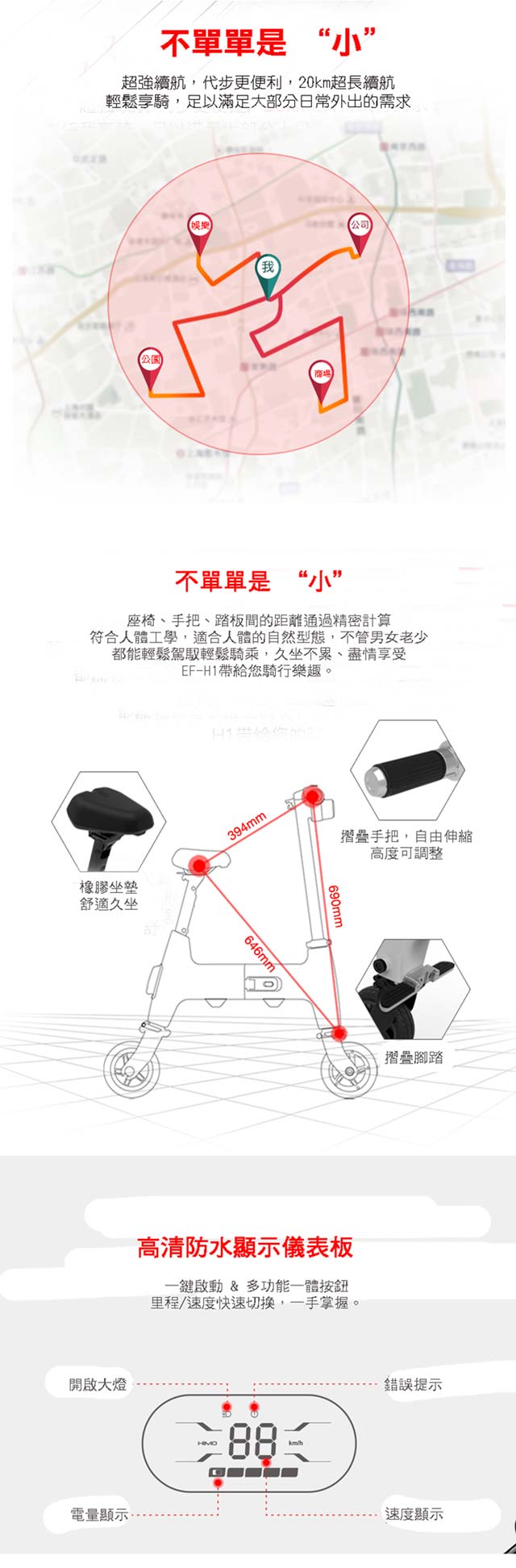 【e路通】EF-H1 36V鋰電 6AH A3大小 超長續航 微型摺疊電動車