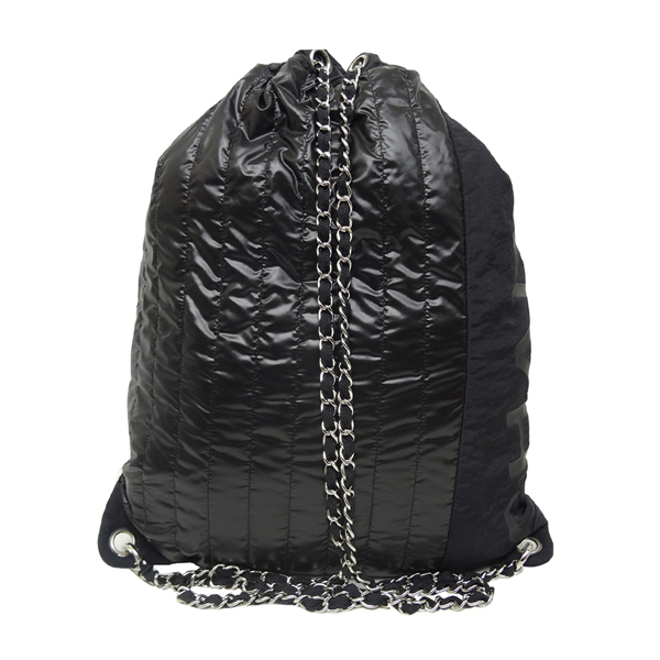 CHANEL 尼龍束口後背包(黑色)