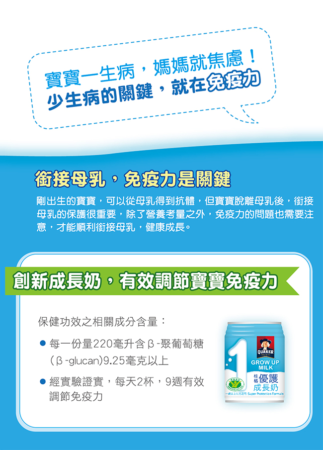 桂格 優護成長奶220mLx12罐x6盒