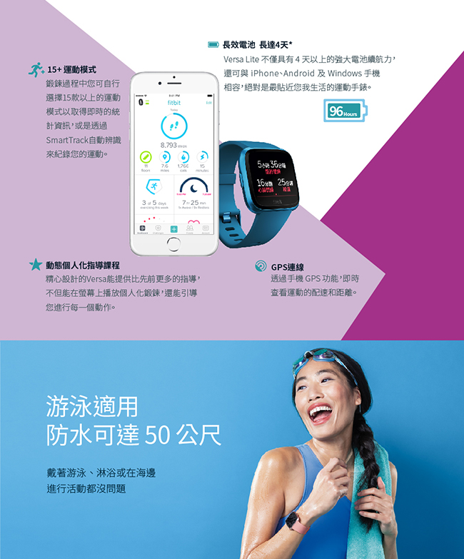 Fitbit Versa Lite 智慧手錶 輕量版