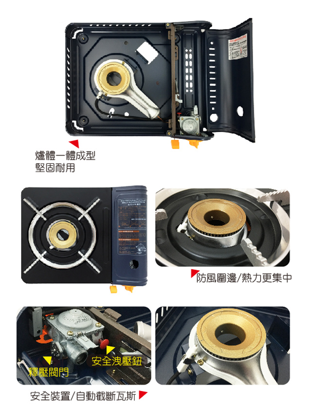 卡旺K1-A005D雙安全卡式爐+韓國HANARO火烤兩用方形烤盤