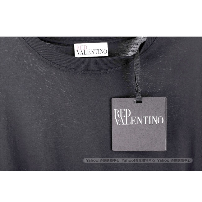 RED VALENTINO 點點蕾絲拼接黑色縮腰連身裙