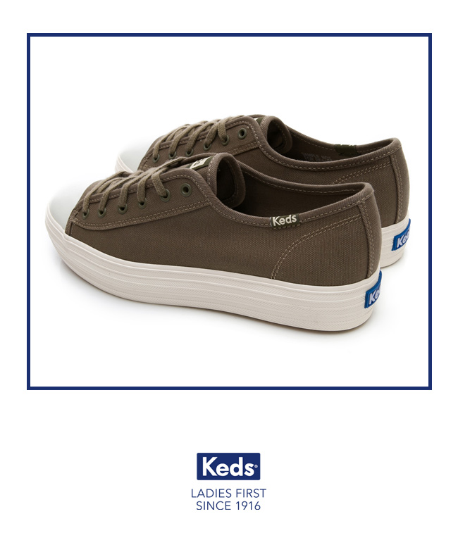 Keds TRIPLE KICK 復刻厚底綁帶休閒鞋-橄欖綠