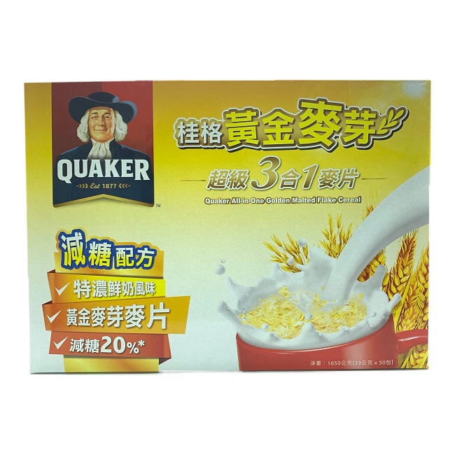 桂格黃金麥芽 超級3合1麥片(33gx50入)