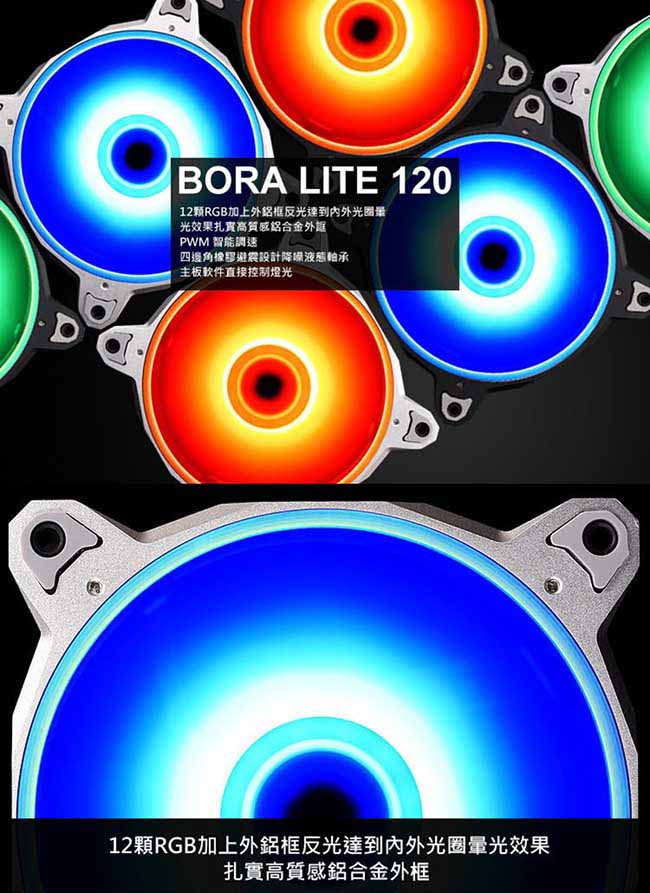 LIAN LI聯力 RGB幻彩風扇組合包－BORA LITE 120