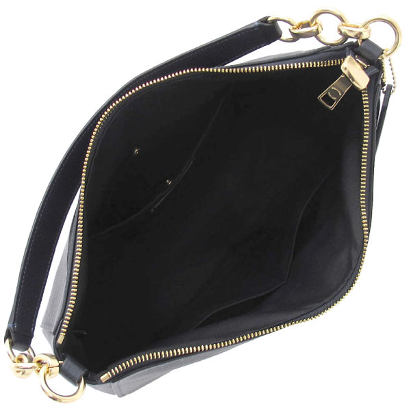 COACH 卵石皮革 / Elle Hobo 肩背兩用包(大款/金屬藍)