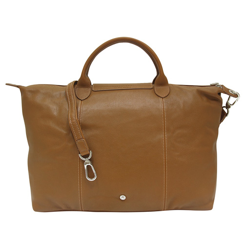 LONGCHAMP Le Pliage Cuir 小羊皮手提/斜背包-駝色(大)