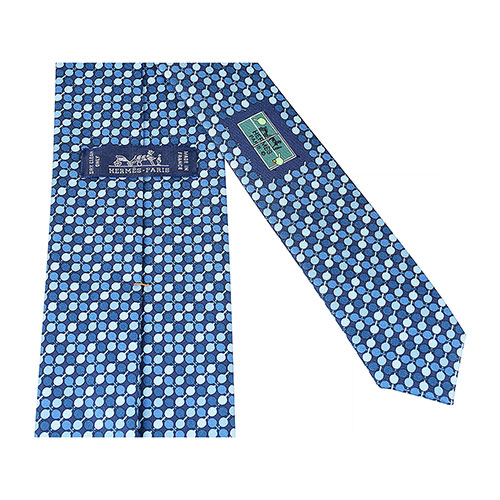 HERMES愛馬仕PING-PONG經典緹花LOGO乒乓球拍設計蠶絲領帶(藍)