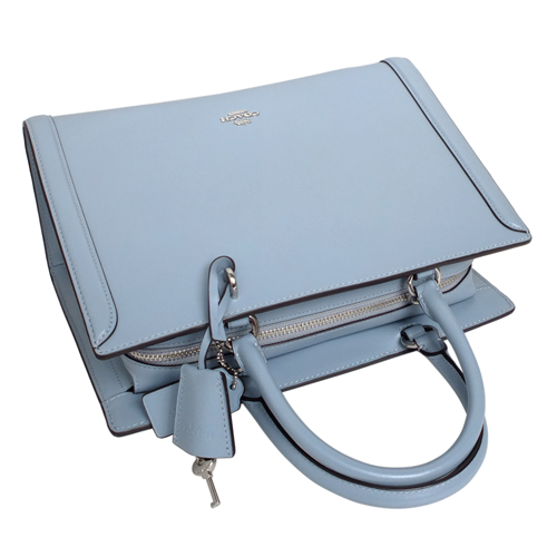 COACH Zoe水藍硬款全皮手提/肩斜背包