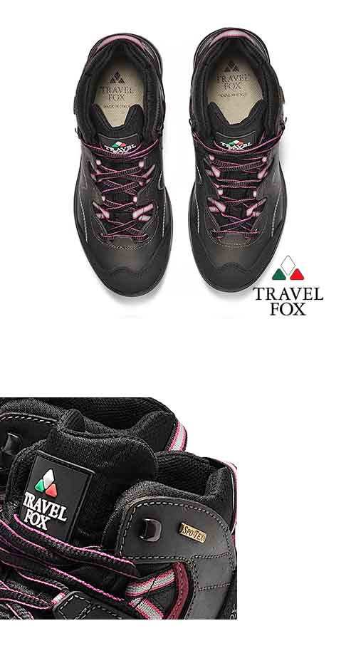 TRAVEL FOX(女)牛巴戈防震禦寒運動登山鞋 - 粉線灰