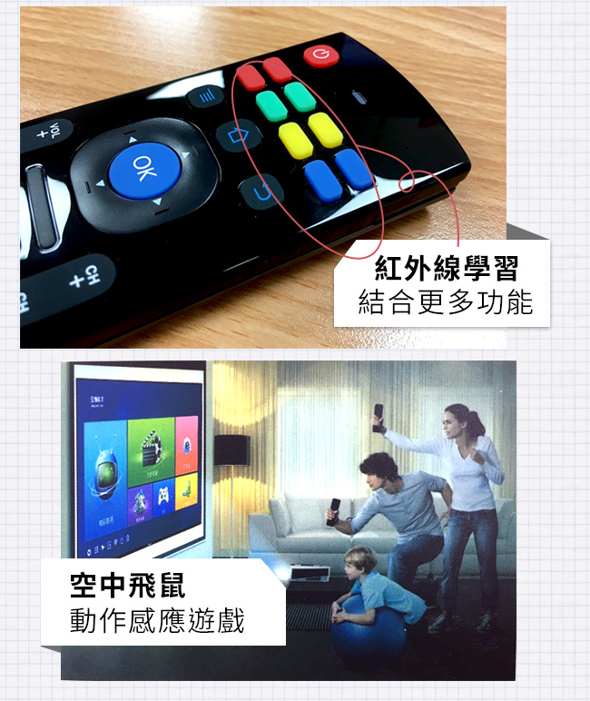 安博遙控器-台灣版 空中飛鼠 鍵盤注音輸入 紅外線學習