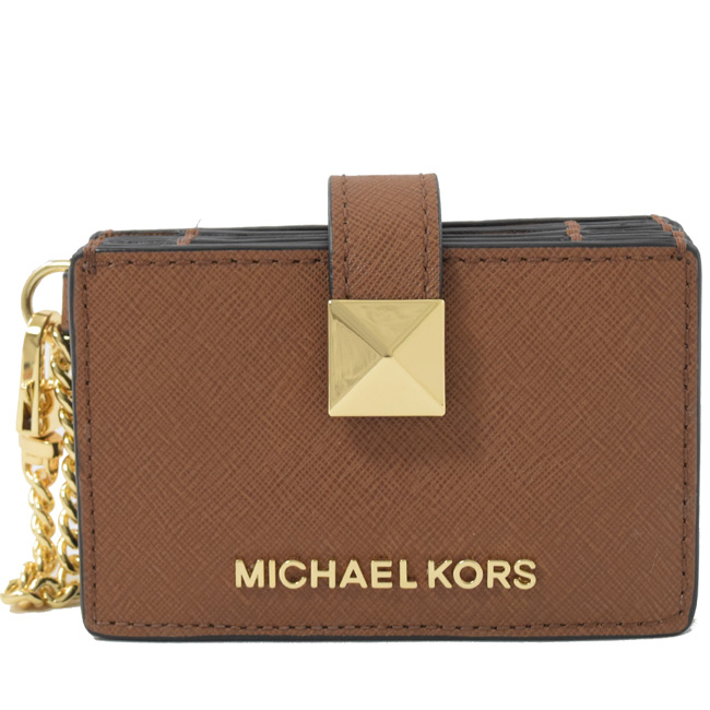 MICHAEL KORS KARLA 金屬釦風琴式卡夾(咖)