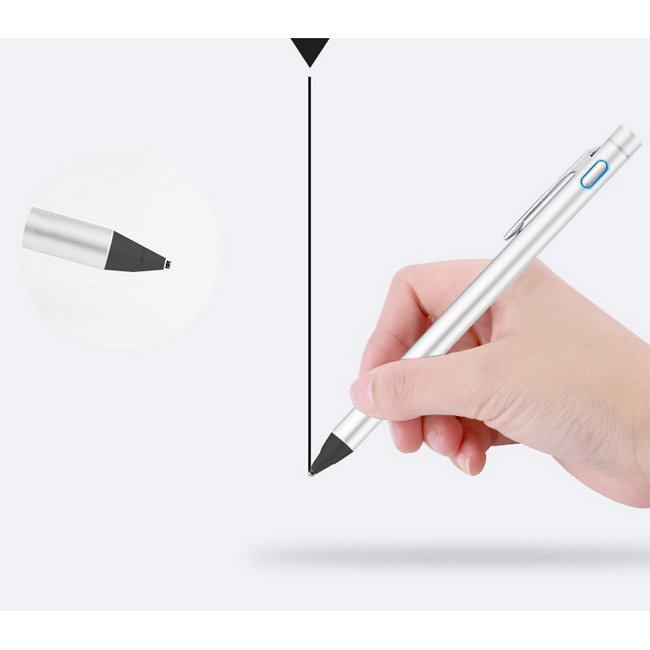 【TP-C20星光銀】金屬主動式電容式觸控筆(附USB充電線)