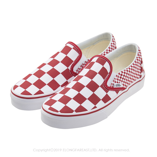 (女)VANS Classic Slip-On 棋盤格休閒懶人鞋*紅白