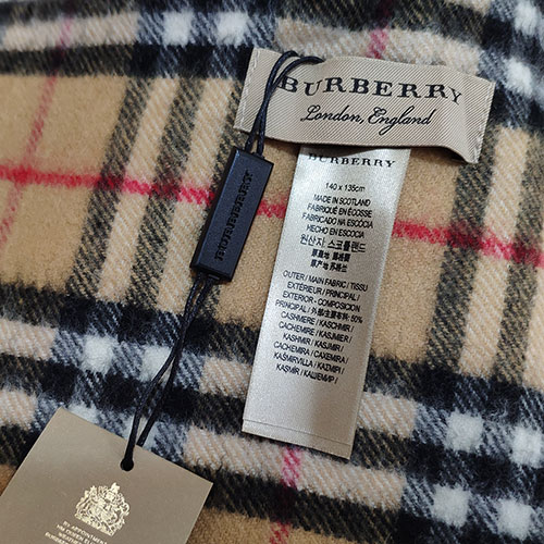 BURBERRY Vintage 格紋喀什米爾羊毛披肩斗篷(古典黃)