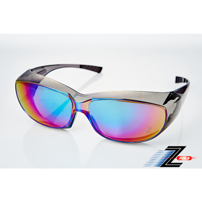 【Z-POLS】舒適PC防爆七彩帥氣電鍍抗UV400包覆型太陽眼鏡