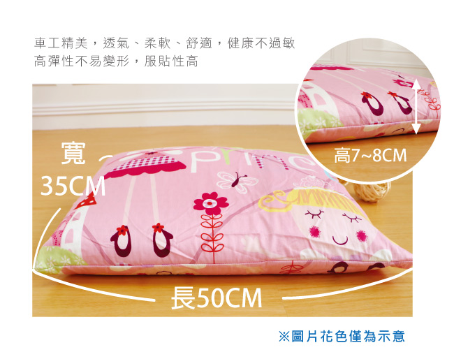 鴻宇HongYew 公主城堡綠-兒童標準乳膠枕 美國棉防蹣抗菌