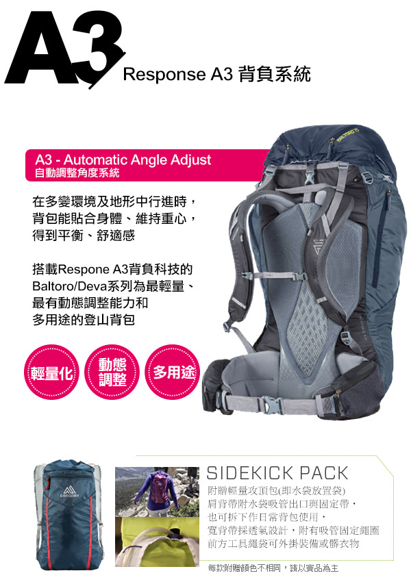 Gregory 65L BALTORO登山背包 瑪瑙黑