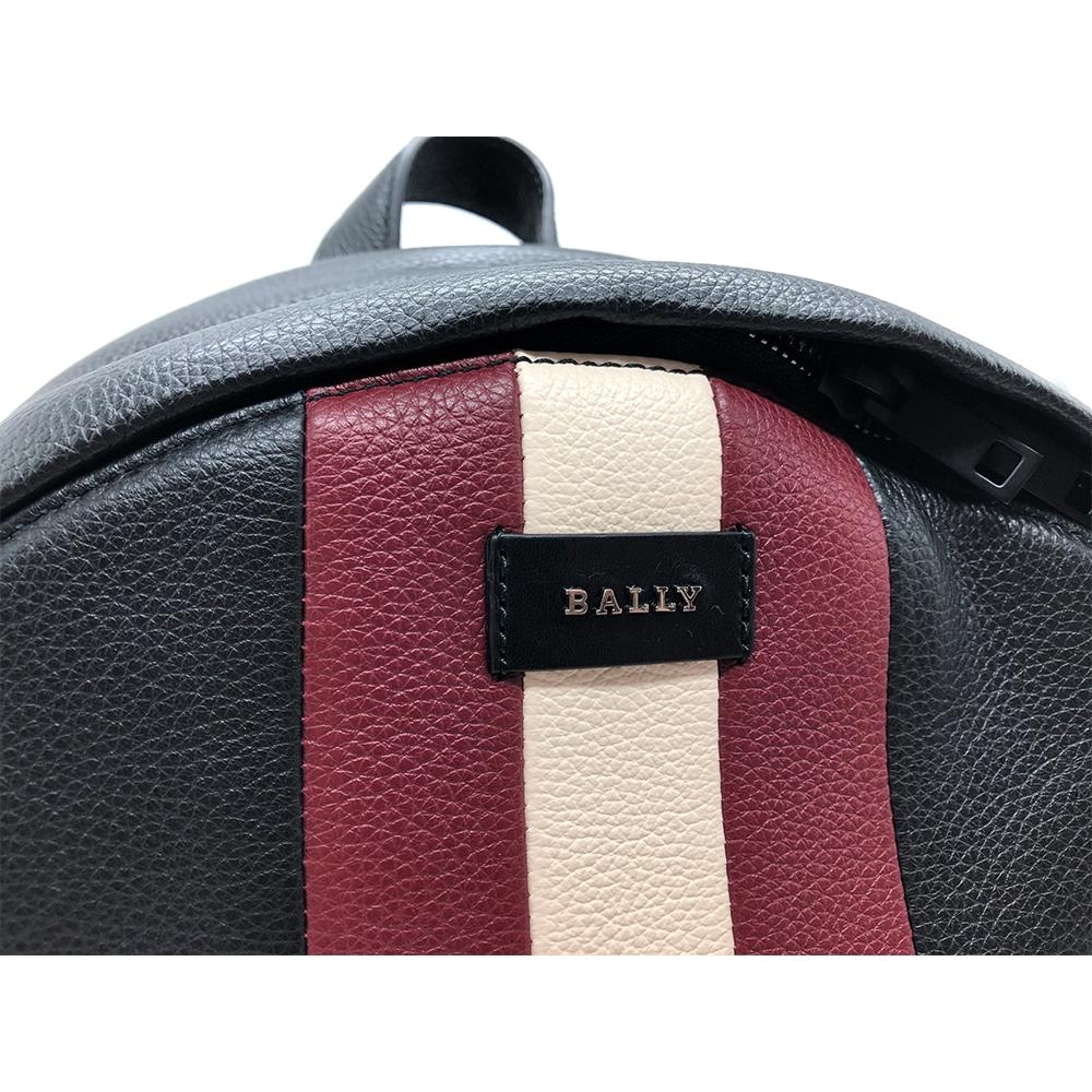 BALLY 經典紅白紅牛皮後背包-黑