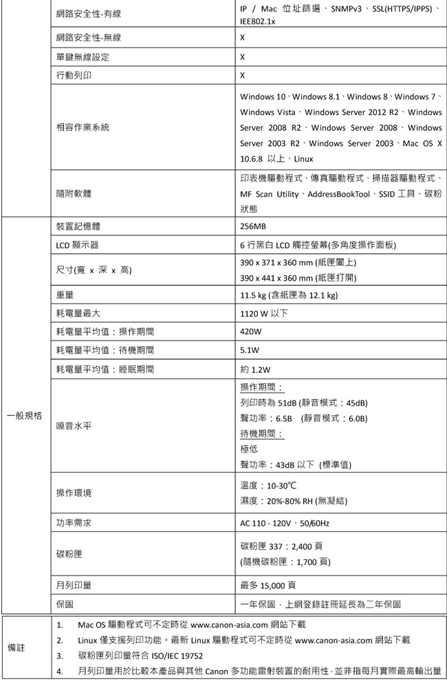 【Canon】imageCLASS MF236n 黑白網路雷射多功能複合機