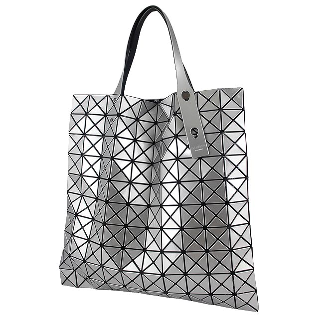 ISSEY MIYAKE 三宅一生BAOBAO亮面方格10x10透光手提包(銀色/中)