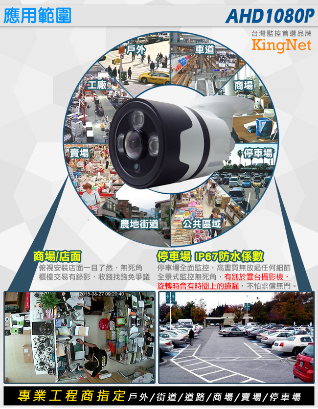 監視器攝影機 KINGNET 全景360度 一體成型防剪線 AHD 1080P 大鷹眼鏡頭
