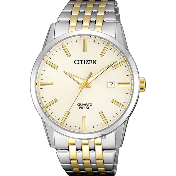 CITIZEN 星辰簡約石英錶-淡金x雙色版/39mm(BI5006-81P) | 其他男錶